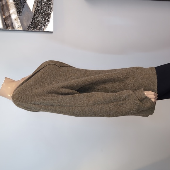 Zara VNeck Wrap Cardigan Sweater Alpaca Wool Olive Green Knit Womens Size Medium - Picture 11 of 15